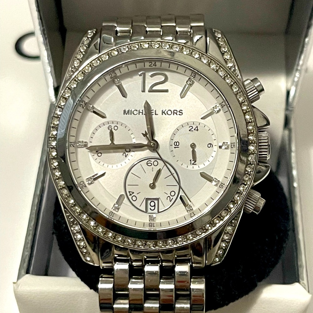 Michael Kors Silver Diamond Bezel Watch